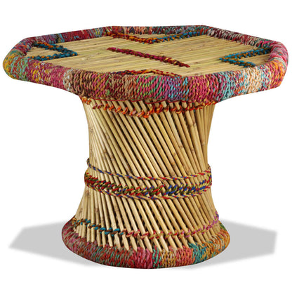Coffee Table Bamboo with Chindi Details Multicolour