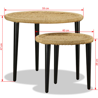 Coffee Table Set 2 Pieces Natural Jute