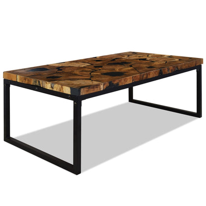 Coffee Table Teak Resin 110x60x40 cm Black and Brown