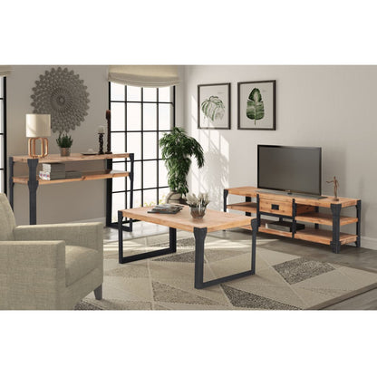 Three Piece Living Room Furniture Set Solid Acacia Wood