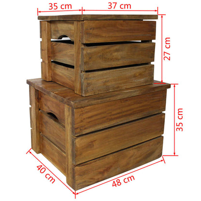 Storage Crate Set 2 Pieces Solid Reclaimed Wood