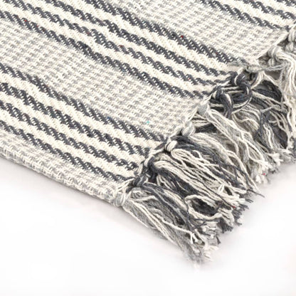 Throw Cotton Stripes 125x150 cm Grey and White