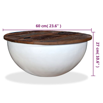 Coffee Table Solid Reclaimed Wood White Bowl Shape