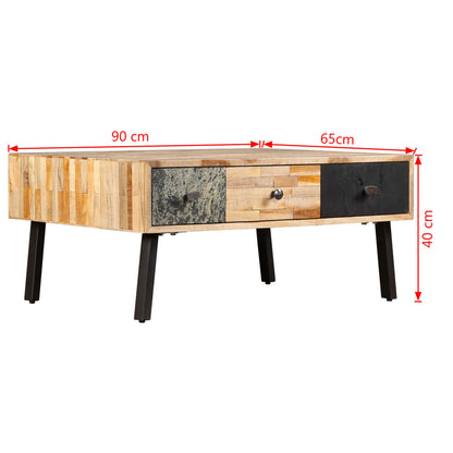 Coffee Table Solid Reclaimed Teak 90x65x40 cm
