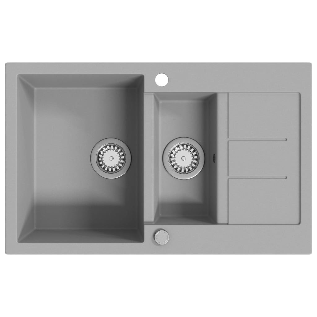 Granite Kitchen Sink Double Basin Grey