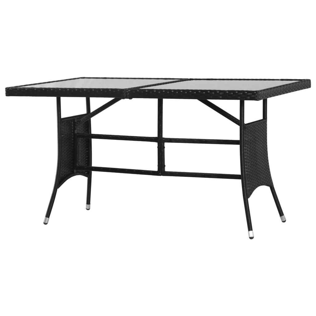 Garden Table Black 140x80x74 cm Poly Rattan