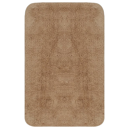 Bathroom Mat Set 3 Pieces Fabric Beige