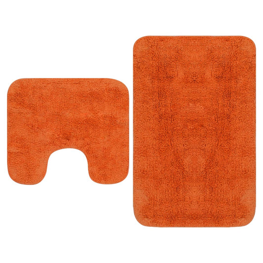 Bathroom Mat Set 2 Pieces Fabric Orange