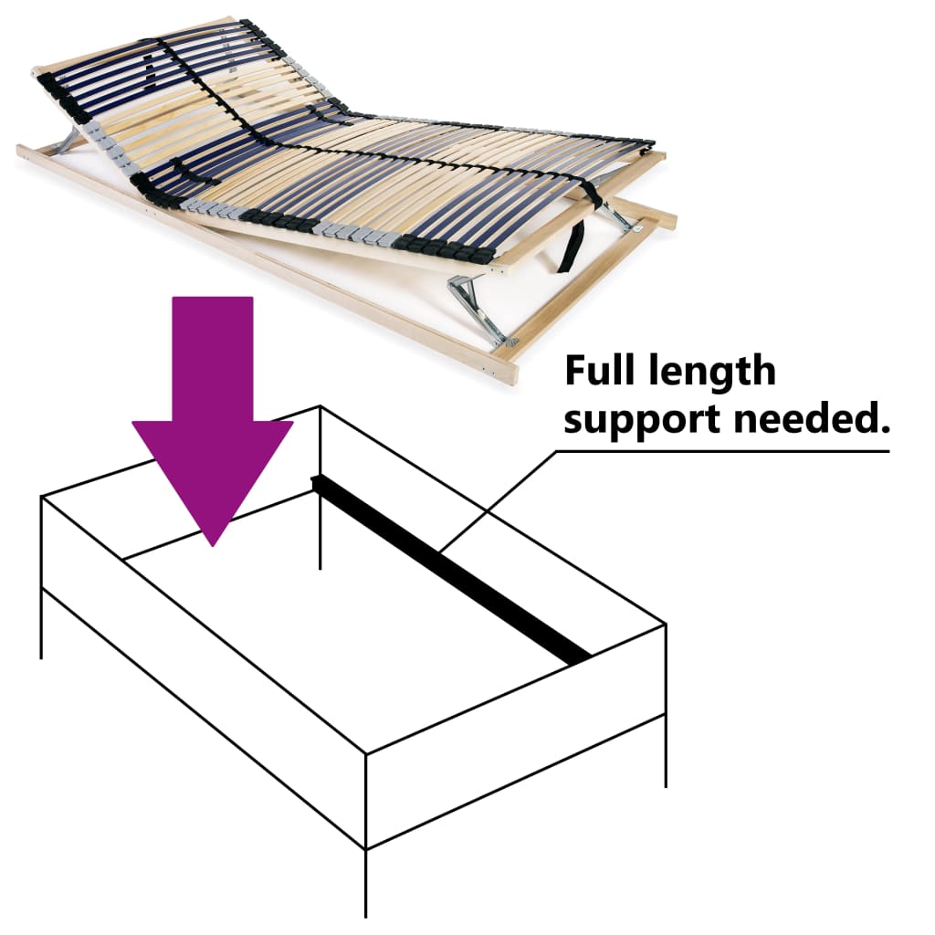 Slatted Bed Base without Mattress with 42 Slats 7 Zones 120x200 cm