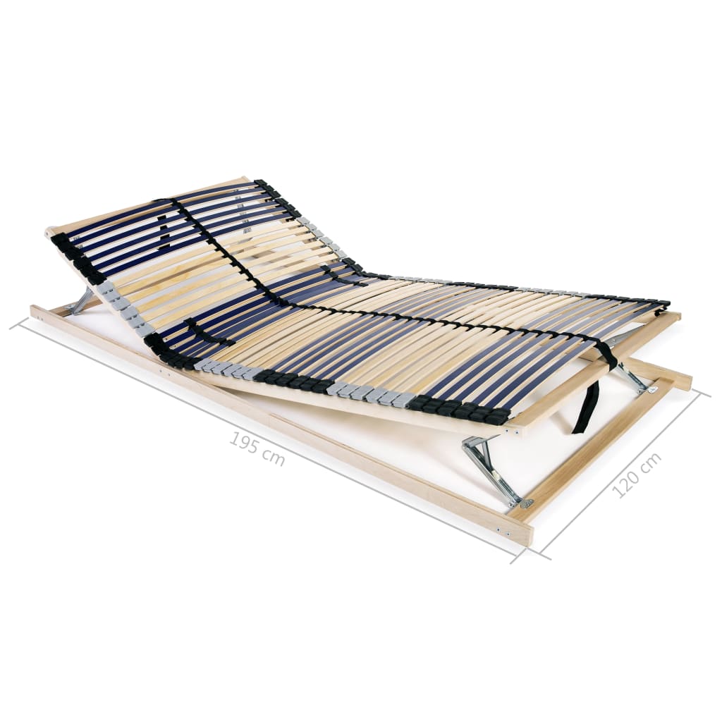 Slatted Bed Base without Mattress with 42 Slats 7 Zones 120x200 cm