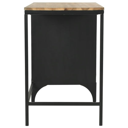 Single Pedestal Desk Solid Firwood and Steel 100x50x76 cm
