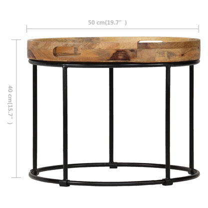 Coffee Table Solid Mange Wood and Steel 50x40 cm