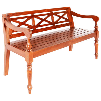 Batavia Bench 136 cm Solid Mahogany Wood Dark Brown