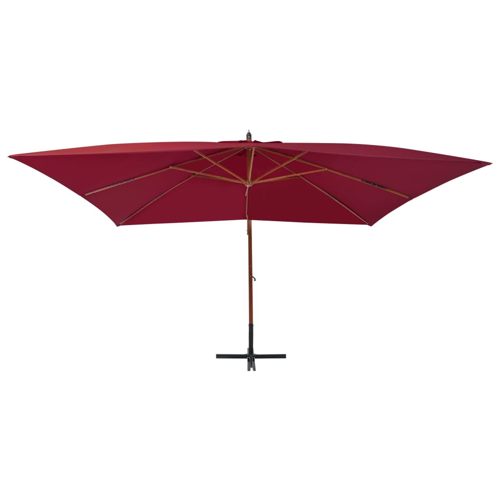 Cantilever Umbrella with Wooden Pole 400x300 cm Bordeaux Red