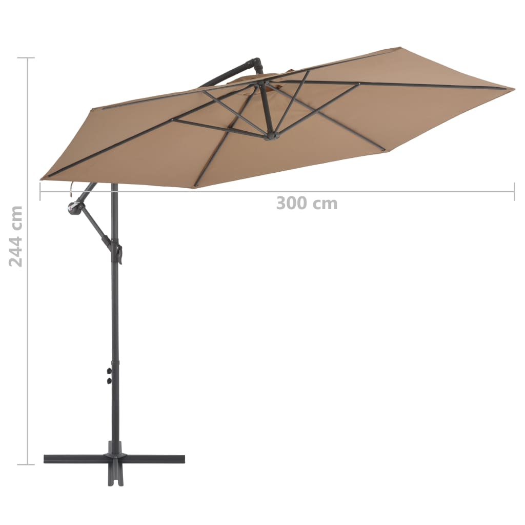 Cantilever Umbrella with Aluminium Pole 300 cm Taupe