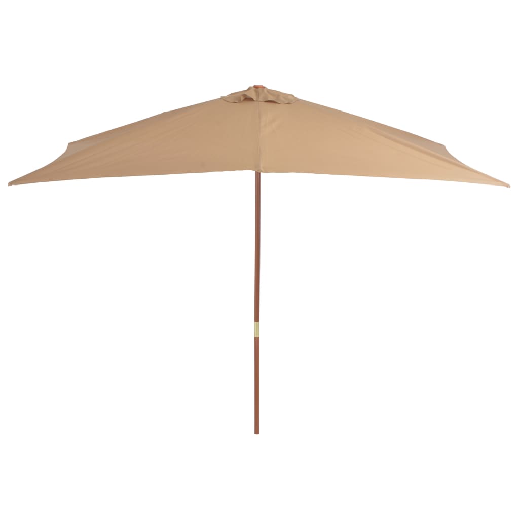 Outdoor Parasol with Wooden Pole 200x300 cm Taupe