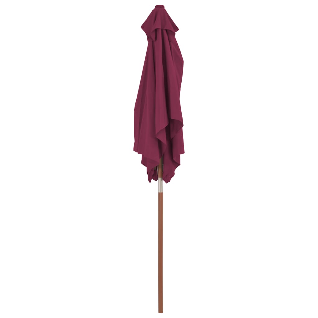Outdoor Parasol with Wooden Pole 150x200 cm Bordeaux Red