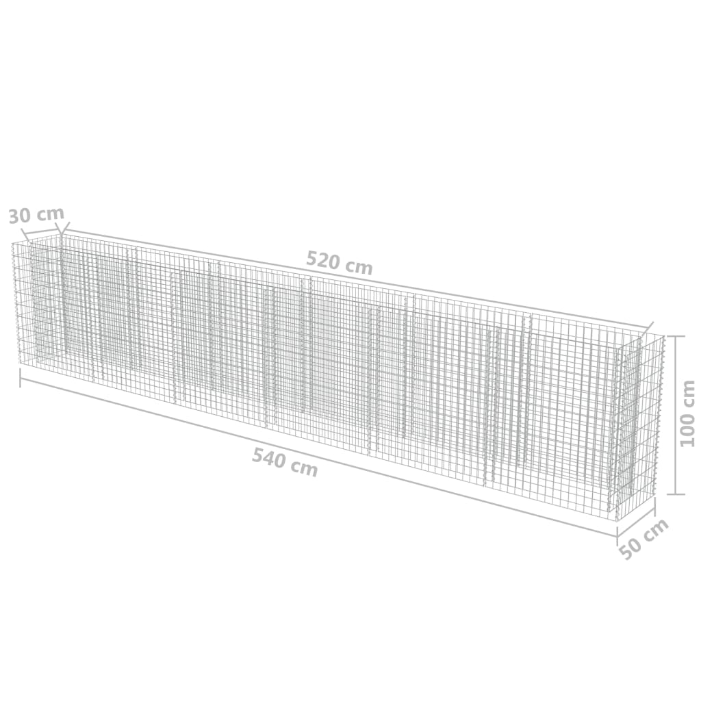 Gabion Raised Bed Galvanised Steel 540x50x100 cm