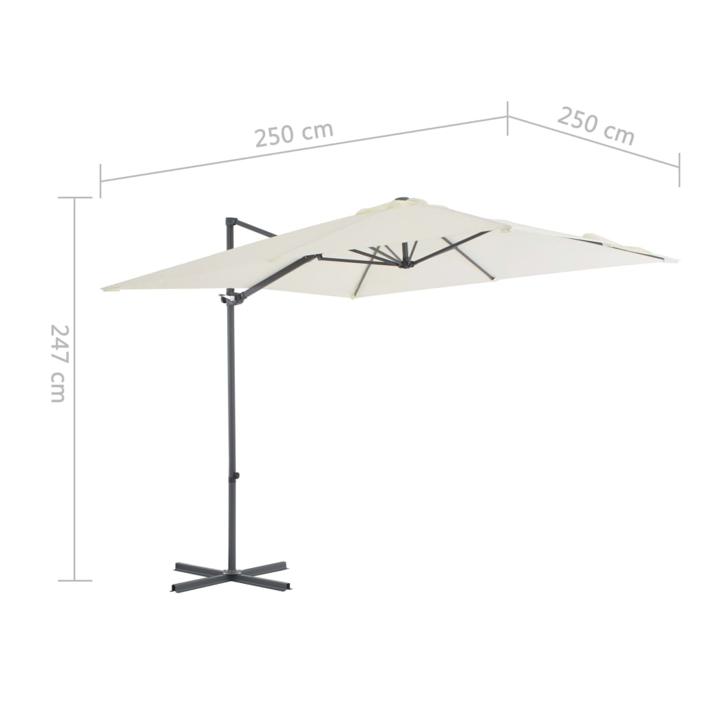 Cantilever Umbrella with Steel Pole 250x250 cm Sand