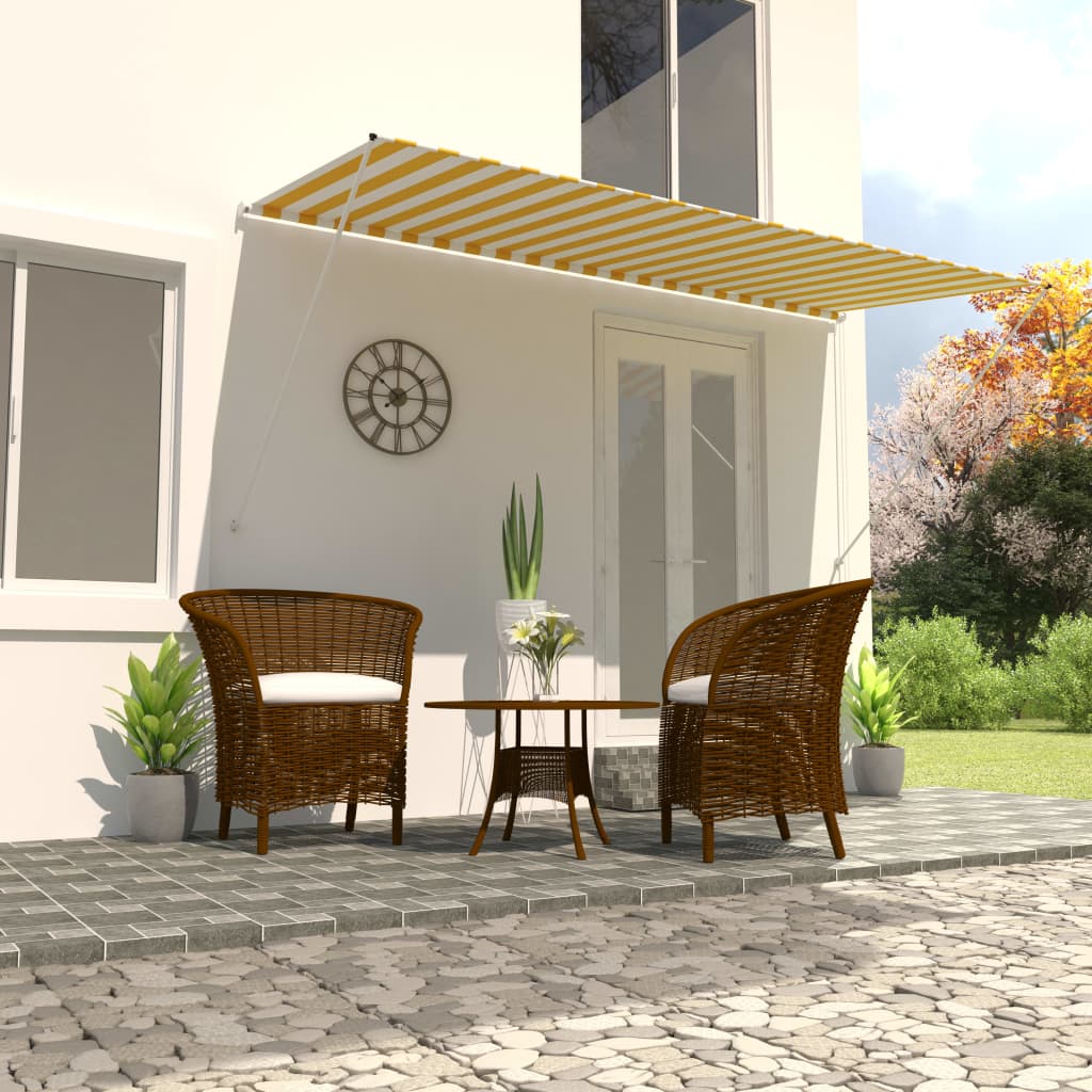 Retractable Awning 400x150 cm Yellow and White