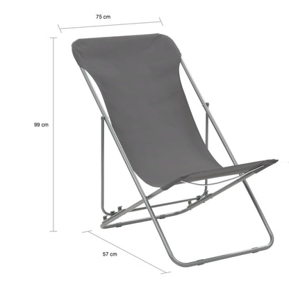 Folding Beach Chairs 2 pcs Steel and Oxford Fabric Grey