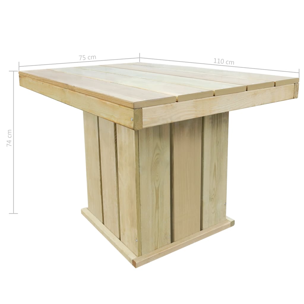 Garden Table 110x75x74 cm Impregnated Pinewood