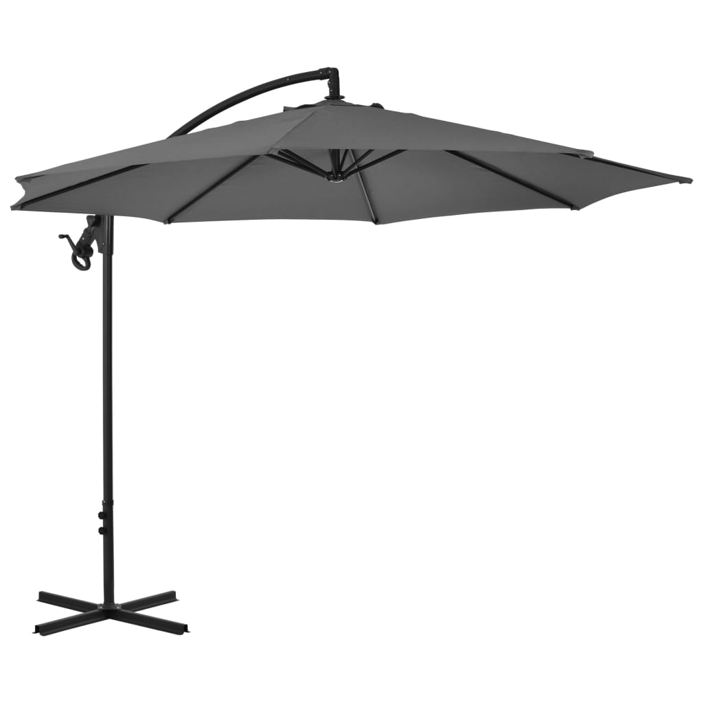 Cantilever Umbrella with Steel Pole 300 cm Anthracite