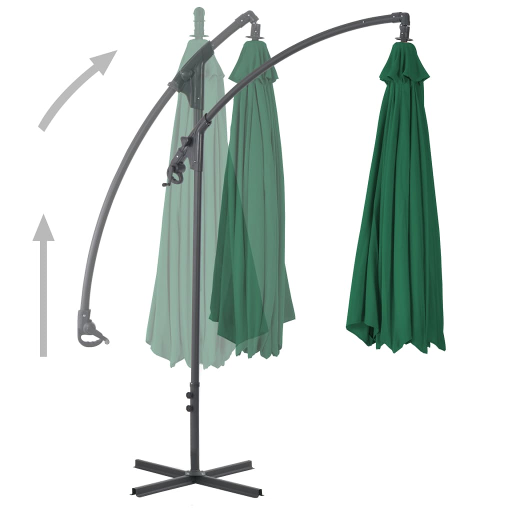 Cantilever Umbrella with Steel Pole 250x250 cm Green