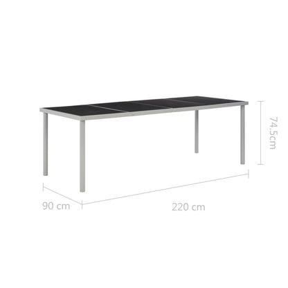Garden Table Black 220x90x74.5 cm Steel