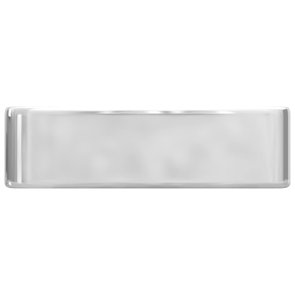 Wash Basin with Faucet Hole 48x37x13.5 cm Ceramic Silver