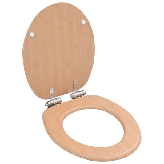 WC Toilet Seat with Soft Close Lid MDF Bamboo Design