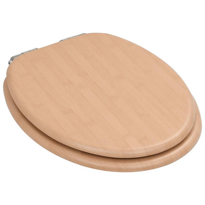 WC Toilet Seat with Soft Close Lid MDF Bamboo Design