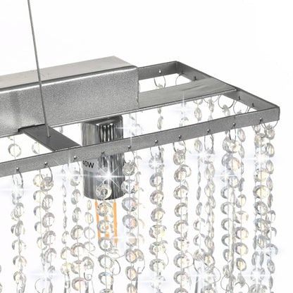 Ceiling Lamp with Crystal Beads Silver 104 cm E14