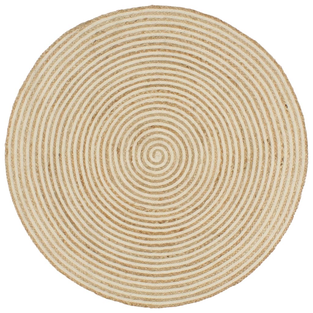 Handmade Rug Jute with Spiral Design White 150 cm