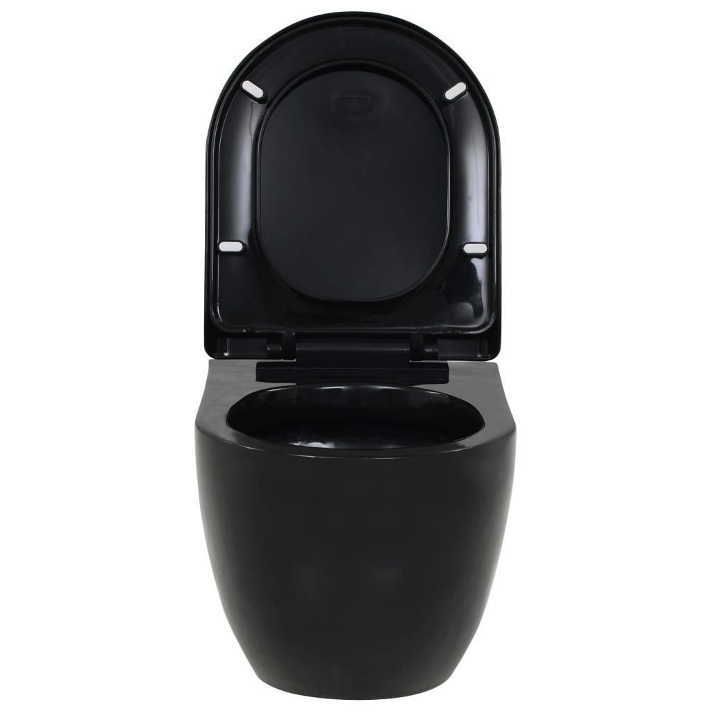 Wall-Hung Toilet with Concealed Cistern Ceramic Black