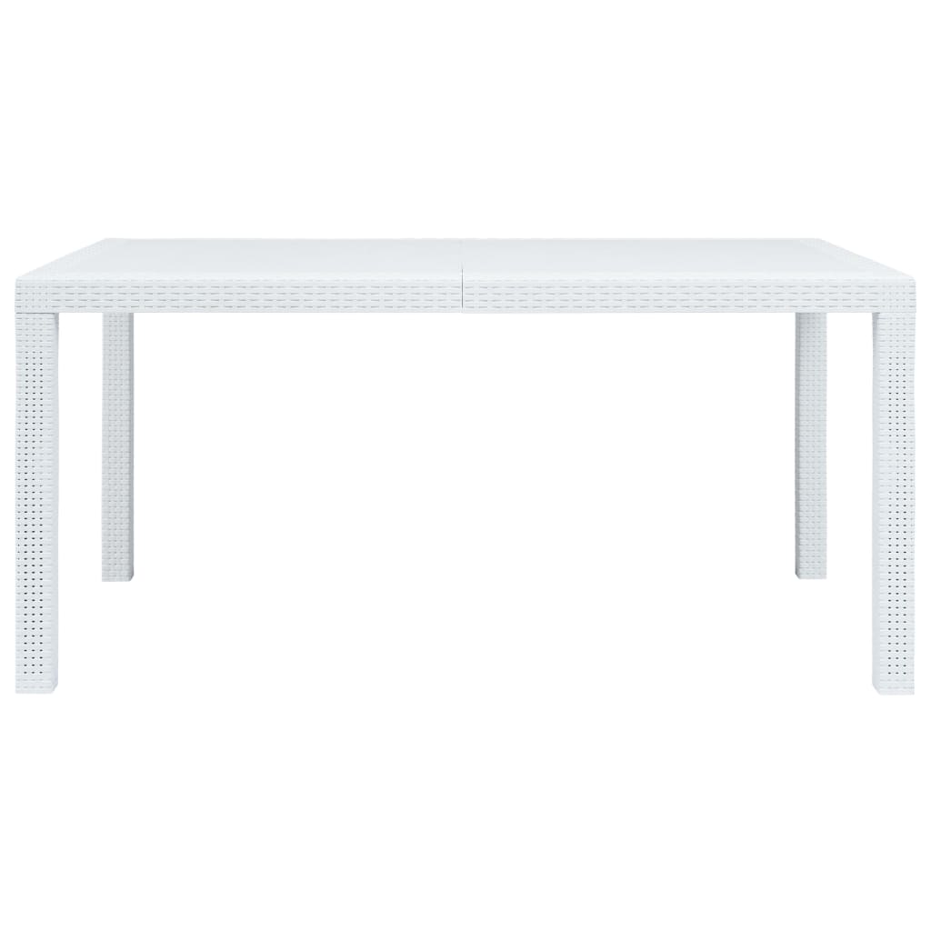 Garden Table White 150x90x72 cm Plastic Rattan Look