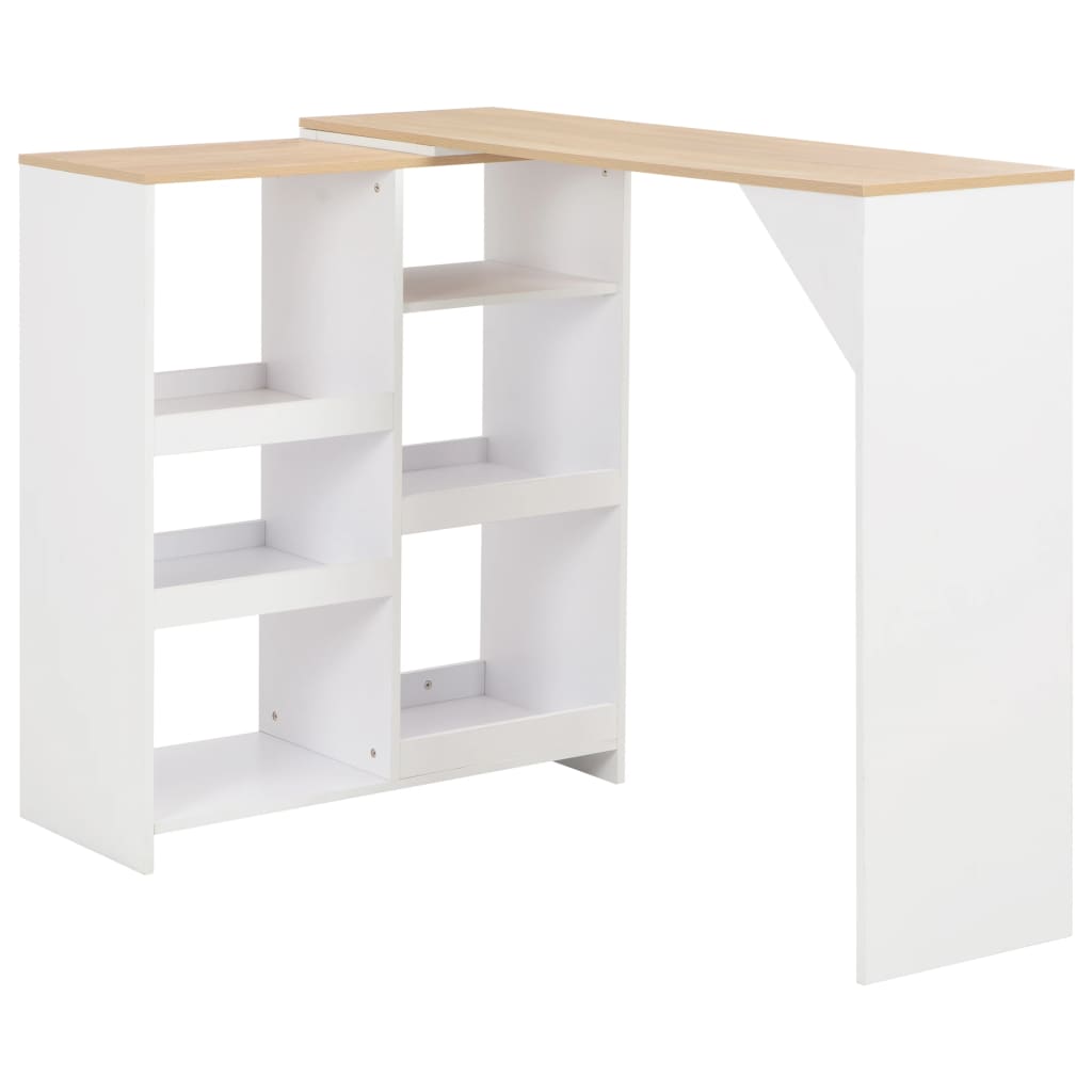 Bar Table with Moveable Shelf White 138x39x110 cm