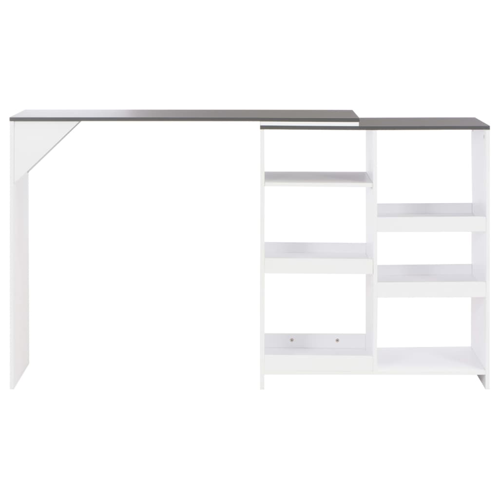Bar Table with Moveable Shelf White 138x39x110 cm