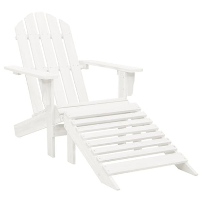 Garden Chair with Ottoman Wood White