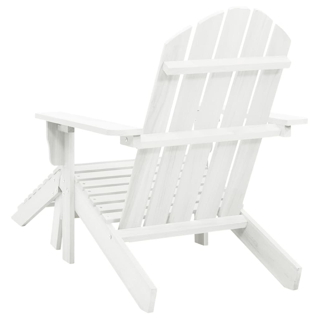 Garden Chair with Ottoman Wood White