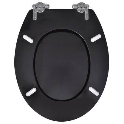 WC Toilet Seat MDF Soft Close Lid Simple Design Black