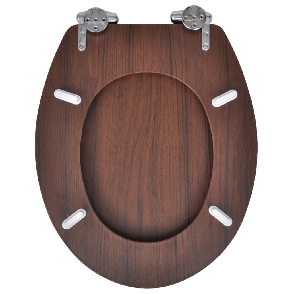 WC Toilet Seat MDF Soft Close Lid Simple Design Brown