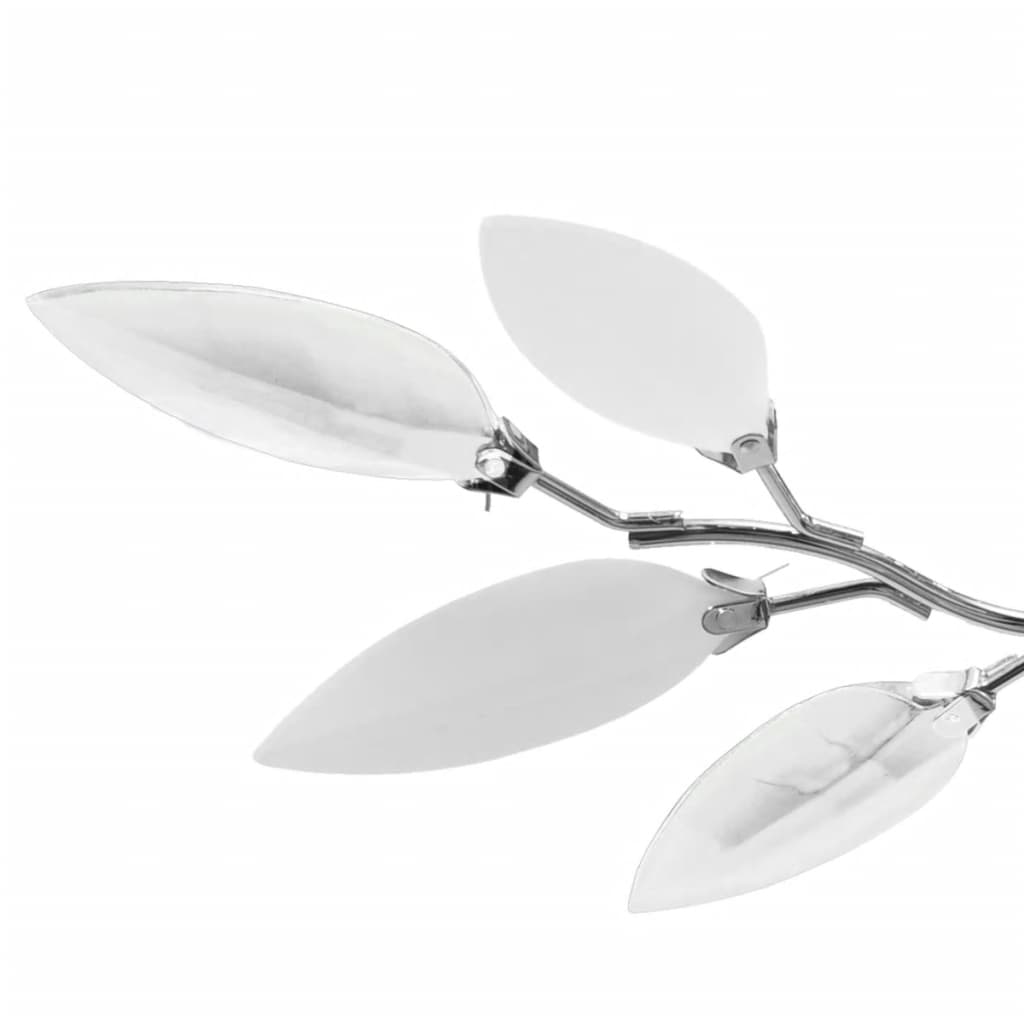 Ceiling Lamp White & Transparent Acrylic Crystal Leaf Arms 3 E14 Bulbs