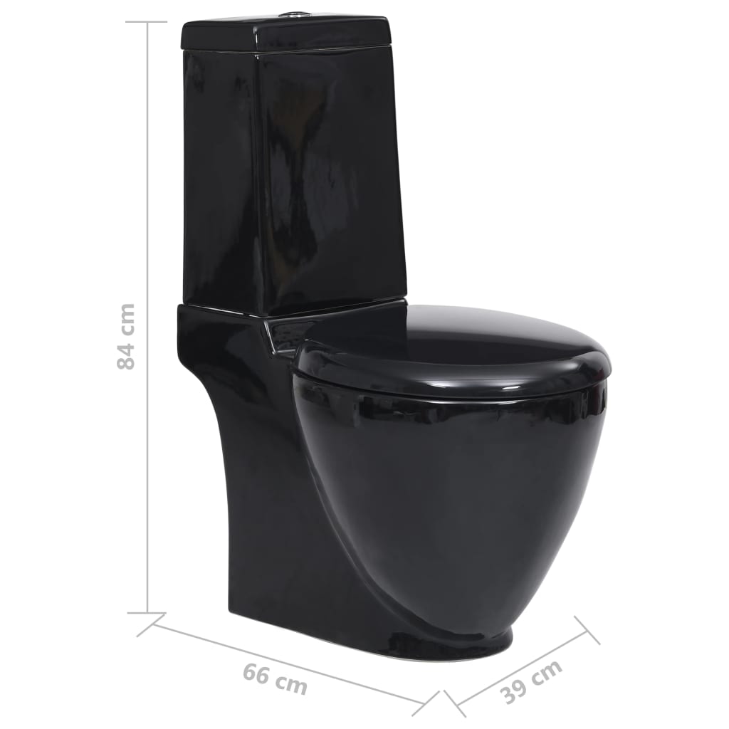 WC Ceramic Toilet Bathroom Round Toilet Bottom Water Flow Black