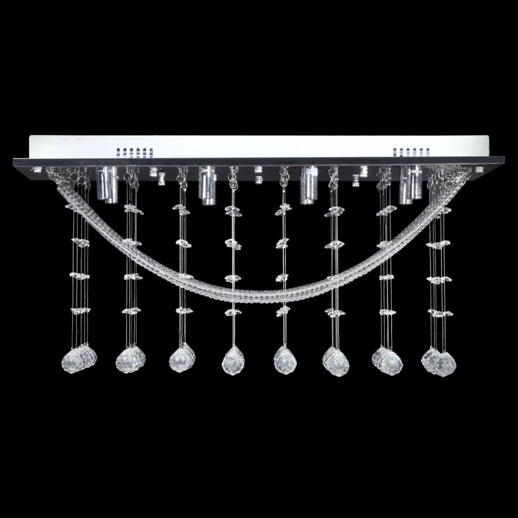 White Ceiling Lamp with Glittering Glass Crystal Beads 8 x G9 29 cm