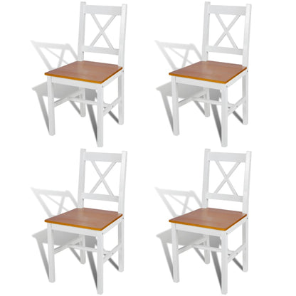 Dining Chairs 4 pcs White Pinewood