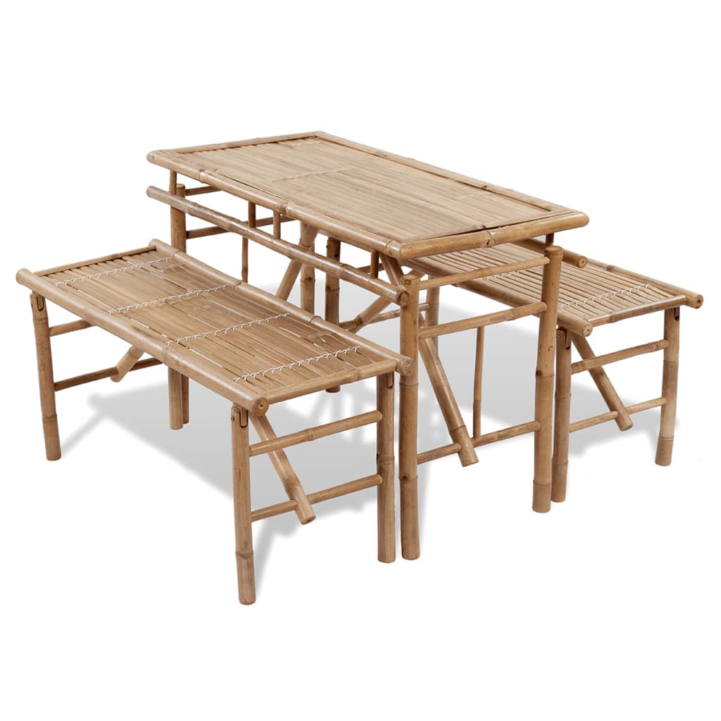 Beer Table with 2 Benches 100 cm Bamboo