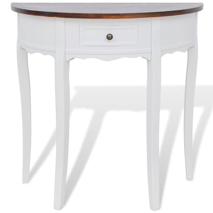 Console Table with Drawer and Brown Top Half-round