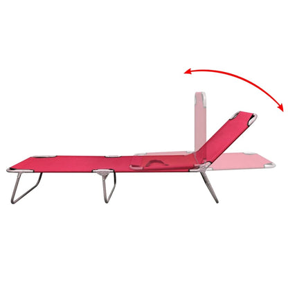 Folding Sun Lounger Powder-coated Steel Red
