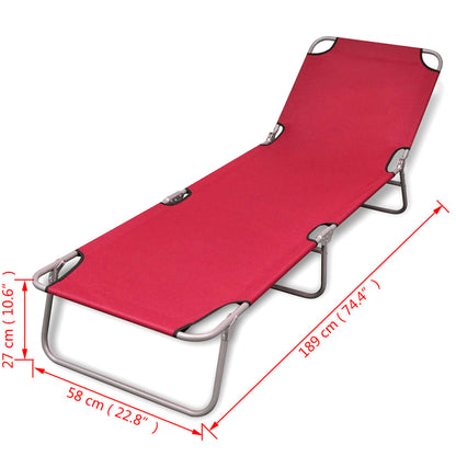 Folding Sun Lounger Powder-coated Steel Red